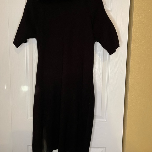 CALVIN KLEIN Black Zipper Cowl Neck Knit Sweater Dress - Picture 5 of 8